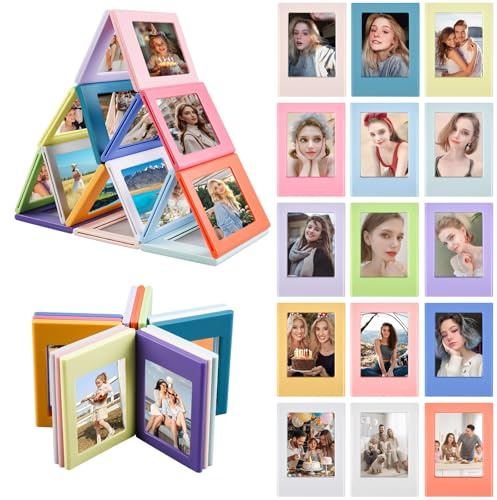 GOMETY 15 Stück 8,3 cm Mini Magnetischer Bilderrahmen Bunt Kombinierbare Kombination Mini Polaroid Bilderrahmen für Kühlschrank