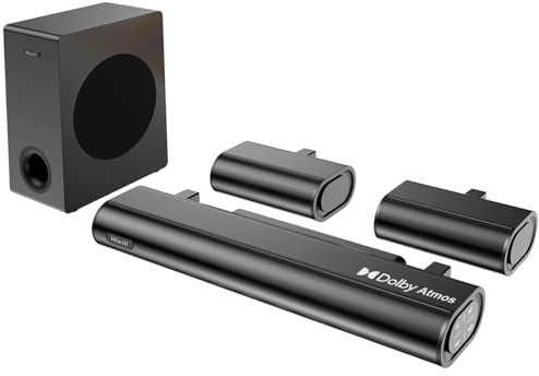 Hiwill 5.1CH Soundbar, Home Theatre Dolby Atmos Surround Casse, 2 Altoparlanti Surround Cablati, TV Sound Bar, Bluetooth PC Speaker con Subwoofer da 5.25'', 380W Potenza di Picco, eARC/OPT, 2025