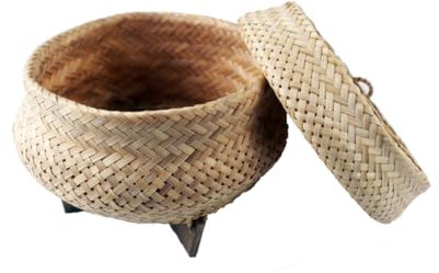 Sticky Rice Pressure Cooker Slow Cook Set Bamboo Basket Steaming Kit Recipe With Water (Size 5.5 in.)