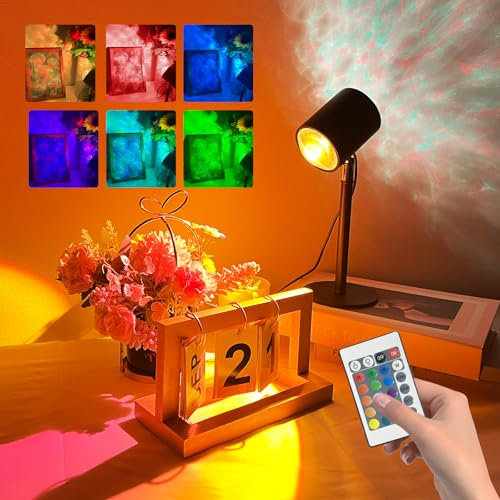 GY Sunset Lamp, USB Luci LED Camera da Letto, Lampada Tramonto, Tramonto sul Mare, Proiettore Luce Rotazione, Decorazioni Camera da Letto, 16 Colori Lampada Romantica Dimmerabile Tramonto