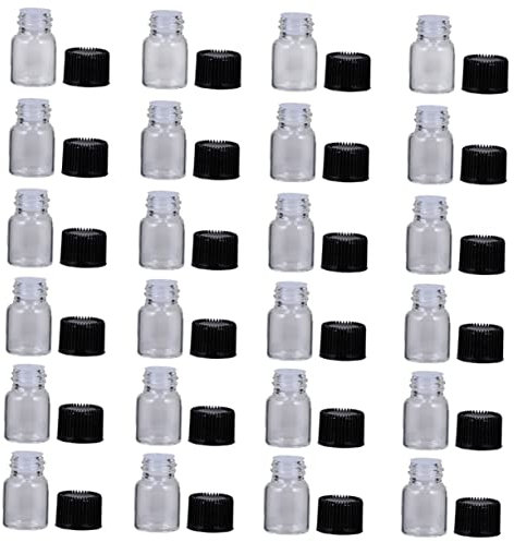 VICASKY Bouteilles en verre transparent pour huiles essentielles Récipients à échantillons rechargeables avec bouchon à vis Petits flacons pour cosmétiques et parfum