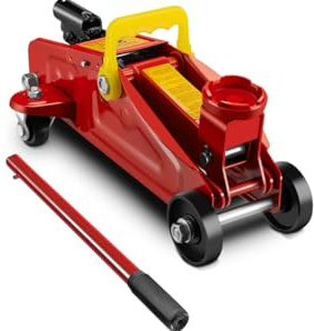 MF artSHOP Cric Sollevatore Idraulico A Carrello Meccanico Per Auto 2 Tonnellate Altezza di Sollevamento 140-305mm Martinetto Sollevatore Con 4 Ruote Bidirezionali