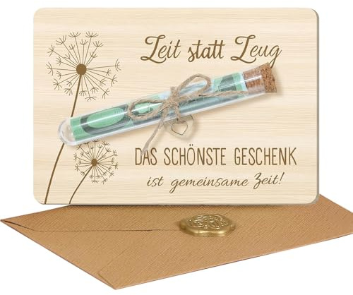RXKFIGX Zeit Statt Zeug Geldgeschenke Verpackung, mit Reagenzgläser Lustige Geldverpackung, Wunscherfüller Pusteblume Holz für Weihnachten Geburtstag Hochzeit Jugendweihe Reisen(Zeit statt Zeug)