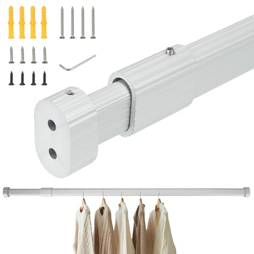 VirtuGro Tringle Penderie Vêtements peut Supporter 70KG 42-65cm Blanc