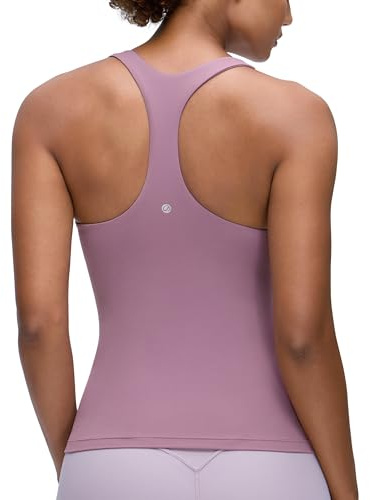 CRZ YOGA Butterluxe träningslinnen för kvinnor med inbyggd BH vadderad - Racerback Athletic Spandex Yogalinne Light Lavender S