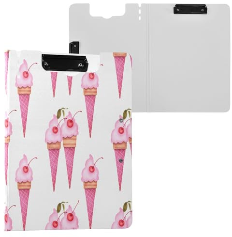 JUMBEAR Yummy - Portapapeles de helado A4 con clips dobles, tablero plegable con tapa, organizador personal ligero adecuado para hospitales, oficinas, escuelas, negocios, suministros de aula