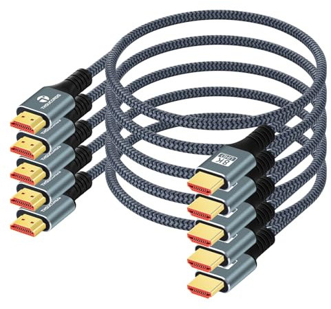 Thsucords Cavo HDMI 8K 4K, 1 m, confezione da 5, cavo intrecciato ad alta velocità da HDMI a HDMI 2.1, supporta 8K a 60Hz, 4K a 120Hz 144Hz 48Gbps compatibile con Roku TV/PS5/HDTV/Blu-ray