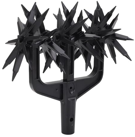 Depisuta Cultivador Rotativo de Jardín, Cimor de Mano Ajustable con Ruedas de Plástico Desmontables y Largas Picos, Herramienta de Cultivador del Suelo para la Aireación