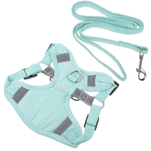 BESTonZON Katzengeschirr Leine Zugseil und Halsband Outdoor-spaziergeschirr Reflektierende Streifen bei Nacht Edelstahlring zum Befestigen der Leine
