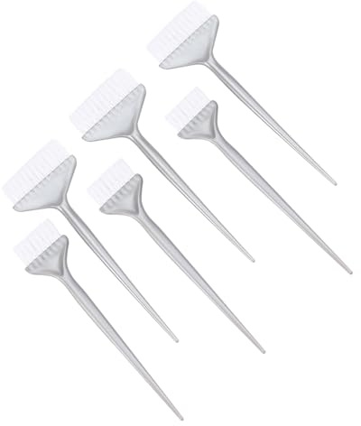 BAZEITFLOW Mango Largo y Fácil de Limpiar Set de 6 Peines en Color Plata para Teñir el Cabello Ideales para Uso Profesional en Salón Casa