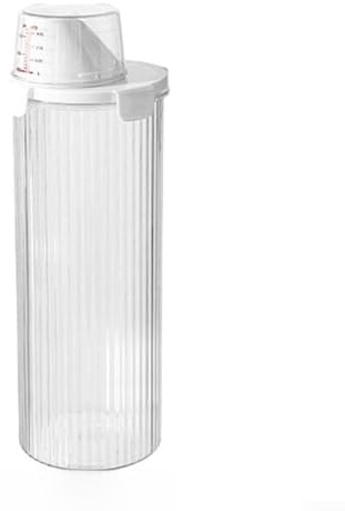 Contenedor de detergente para ropa de gran capacidad, caja de plástico para almacenar polvos y detergente líquido (redondo, 1800 ml)