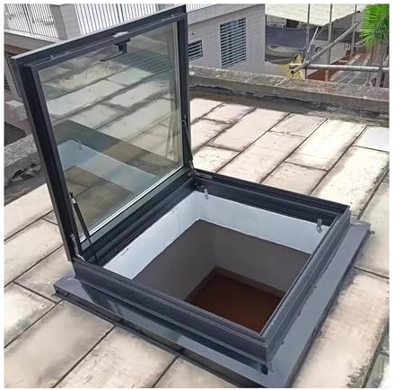 Customizable Roof Access Hatch with Tempered Glass Skylight - Highly Sealed Roof Hatch for Sunroom & Basement (19.7x19.7in/50x50cm) - Durable & Weatherproof Design