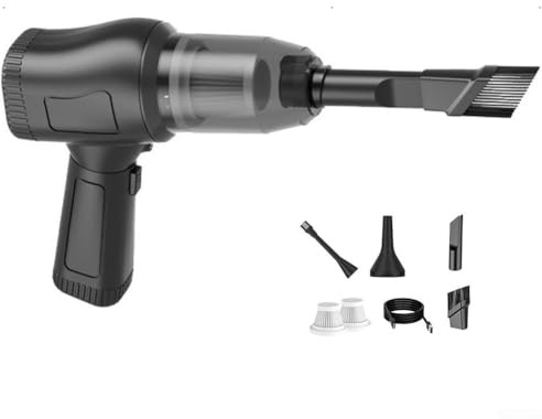 Aspirateur de voiture portable sans fil avec aspiration puissante 4000 Pa pour intérieur de voiture, canapé, tapis – Noir, comprend 4 accessoires et