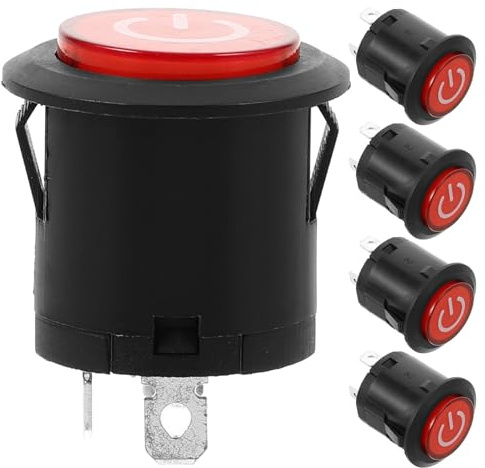 BESPORTBLE 5 pezzi Interruttore a pulsante per auto per bambini - Pulsante di avvio sul cruscotto - Accessori universali per auto giocattolo da cavalcare per riparazione e sostituzione, rosso