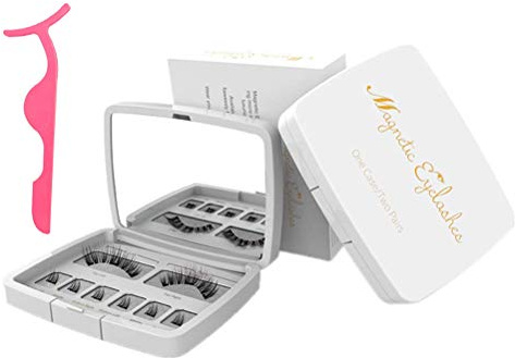 Generic Kit de Faux Cils Magnétiques, Réutilisables avec 5 Petites Grappes et Pinces, Doux 5D, Comprend 2 Cils Artificiels, 1 Miroir, 1 Boîte, pour Couleur Noire (Comme montré)