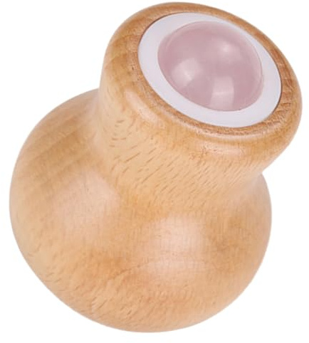 Beaupretty Rodillo de Jade para Masaje Facial y Cuello Sensación Refrescante, Herramienta de Madera para Aliviar Tensión en Uso Doméstico