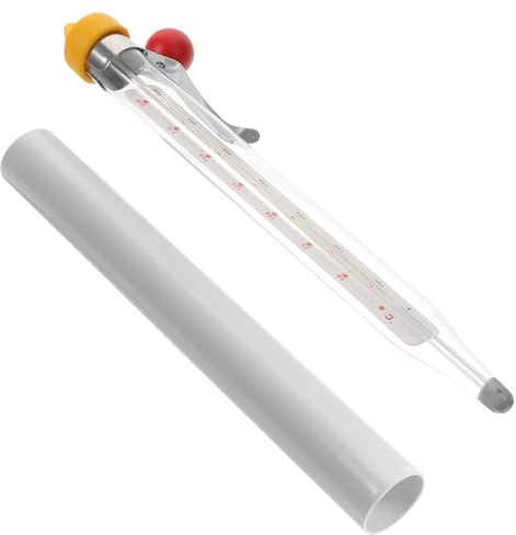 Hemobllo Termometro per frittura di zucchero in vetro con clip termometro da cucina per sciroppi friggere alimenti scala leggibile per cottura gelatina