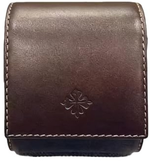 ROUREOX Custodia Viaggio Orologi Pelle Marrone Scuro Slot Singolo Sacchetto Conservazione Cuscino Morbido per Patek Philippe