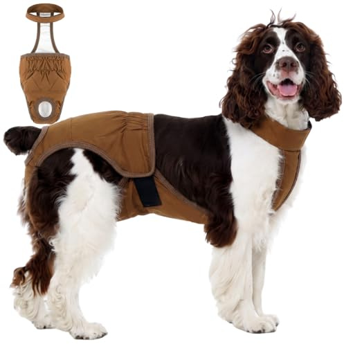 Kuoser Hundewindeln für Hündinnen, Waschbare Windeln für Hunde, Kakhi XL | Hundewindeln für Hündinnen & Rüden, wiederverwendbare & atmungsaktive Hundewindeln mit verstellbarem Klettverschluss