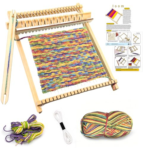 Shyllin Métier à Tisser Enfant en Bois, Kit de Tissage Débutant | Avec laine et guide d'utilisation, activité créative pour développer patience, motricité et imagination