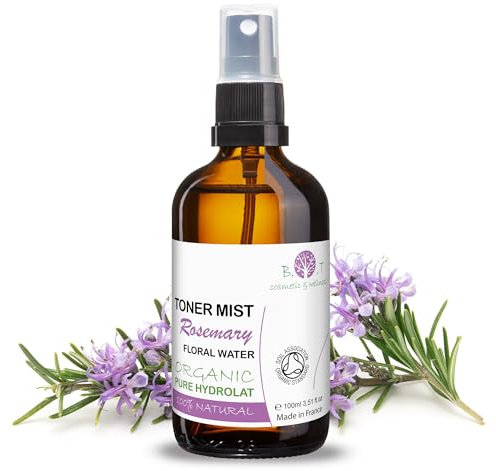 Idrolato Acqua Floreale Rosmarino Biologico 100 ml Spray Viso Pelle Grassa, Lozione Tonica Capelli 100% Naturale Struccante viso e occhi Idratante Acqua Micellare Detergente Acne