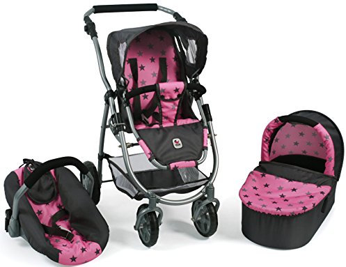 Bayer Chic 2000 637 83 Kombi-Puppenwagen Emotion 3 in 1 All In, Sternchen grau