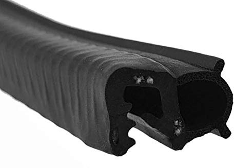 SMI-Dichtungsprofil DS17 für 1-2mm EPDM Moosgummi/Vollgummi mit Stahleinlage selbstklemmend ohne Kleber - Kantenschutz mit Dichtung seitlich, Kantenschutzdichtprofil für Auto, Kofferraum (3 m)