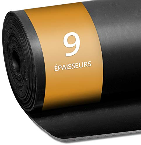 etm Plaques en Caoutchouc antidérapant SBR au mètre,Revêtement de Sol en Rouleau,Tapis de Sol pour Garage Entrepôt,Protection Contre l’Usure pour Zones de Chargement - Noir 120x100cm, 8mm d'épaisseur
