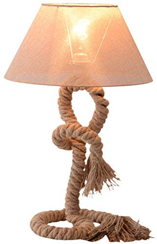 HOMCOM Table Lamp Bedside Light Indispensable Nautical Twisted Rope Glow E27 Bedroom Living Room Beige