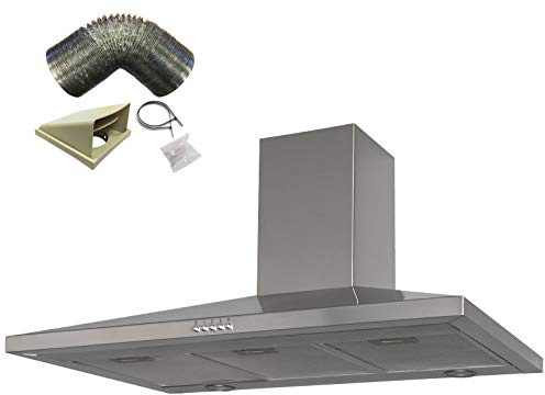 SIA CHL90SS 90cm Stainless Steel Chimney Cooker Hood Kitchen And 3m Ducting Kit
