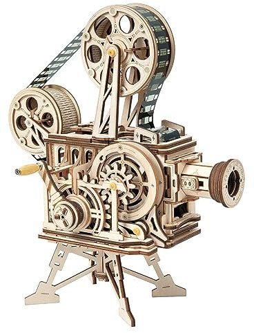 ROKR Vitascope Holzpuzzle, Mechanische Modellbausätze, Technischer Modellbausatz, Hand-Generator Klassischer Filmprojektor für Erwachsene