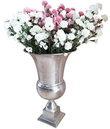 MichaelNoll Vas blomvas kärl cupvas dekorativ vas aluminium silver stor – för konstgjorda blommor och pampasgräs – 56 cm