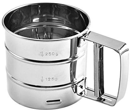 Mehlsieb, Mehl Und Puderzuckersieber Gleichmäßiges Verteilen Handsieb Aus Edelstahl, Für Mehl Und Puderzucker, Einhand Bestäubung Und Bestreung, Zum Feinem Bemehlen, Sichere, Einfache Bedienung