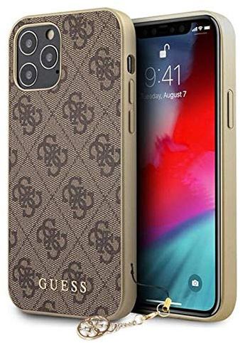 Guess GUHCP12LGF4GBR 4G Charms Collection Schutzhülle für Apple iPhone 12 Pro Max, Braun