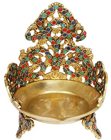 ARTVARKO Ciotola Urli tradizionale in ottone lavorato a mano multicolore per fiori galleggianti e candele, decorazione per casa e ufficio, regalo Diwali, altezza 22,9 cm