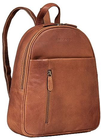 STILORD Hailey Tagesrucksack Damen Leder Rucksack Klein Vintage Daypack Frauen Rucksackhandytasche Cityrucksack für Ausgehen Shopping S Echtleder Farbe:Arona - braun