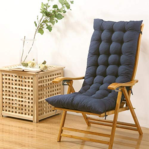 WLVG Cuscini per sedie a Dondolo, Cuscino per Panca Papasan Addensare Allungare Sedia Pieghevole per Ufficio Sedia a Dondolo Sedia in Vimini Cuscini per Sedia in bambù-Navy 48x120cm (19x47 pollic