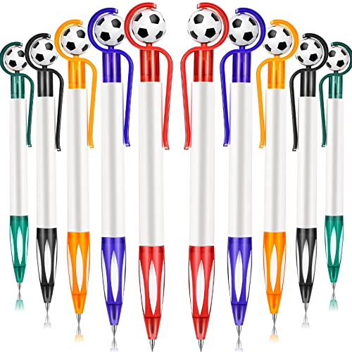 Dianelhall 20 Stück Fußball Party Mitgebsel Fußball Mehrfarbige Kugelschreiber Druckkugelschreiber Mitbringsel für Geburtstag Wettbewerb Fußballverein, 1,0 mm Spitze, Weicher Griff