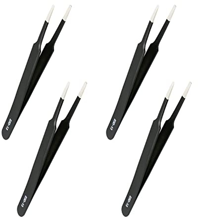 Aopin 4 pinzas de precisión antiestáticas ESD-13, antiestáticas multifunción, adecuadas para reparación electrónica, operación de laboratorio