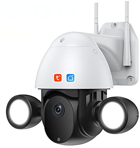 Tuya Outdoor Security Camera, 3MP HD Audio IP Camera AI Human Auto-Tracking PTZ Camera Infrarrojos Color Night Vision Video Vigilancia Cámara Wifi