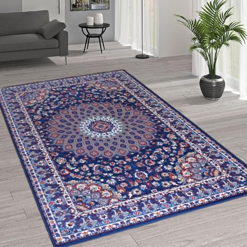 GBiancheria TAPPETO SALOTTO MOTIVO PERSIANO ROYAL SHIRAZ 2802 BLU (140x210)