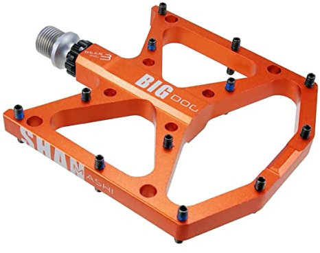 9/16 Zoll CNC Aluminiumlegierung Plattform Pedale Ultra-Light MTB BMX Rennrad Trekking Anti-Rutschpedale Mountainbike Fahrrad Pedale Big Dog (Energisch Orange)
