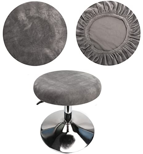 HuaLiSiJi Hocker Bezug Rund Grau Luxuriöser Stoff, Durchmesser 30-40cm, Rund Dehnbar Knitterfrei Waschbar Staubdicht Hocker Bezug (1Pcs Grau)