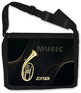 DRUC KLAUS Personalisierte Notentasche Tenorhorn – Umhängetasche mit Namen, 38 x 28 x 8 cm, praktische Musiker-Tasche für Noten und Zubehör