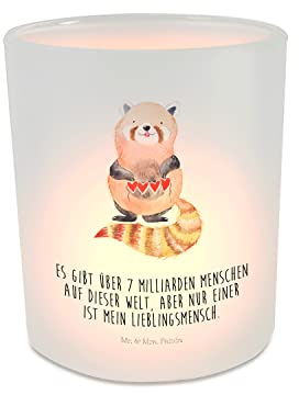 Mr. & Mrs. Panda Windlicht Roter Panda - Geschenk, Teelichter, Lieblingsmensch, Teelichtglas, Gute Laune, Windlicht Kerze, Teelichthalter,