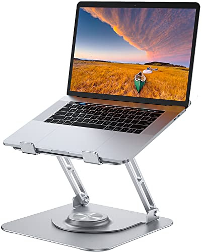 JOYEKY 360° Drehbarer Laptop Ständer, Faltbarer Tragbar Laptopständer aus Aluminium, Höhenverstellbarer und Ergonomischer Computer Ständer, ist Compatibel mit MacBook/Dell/HP/Anderen Notebook