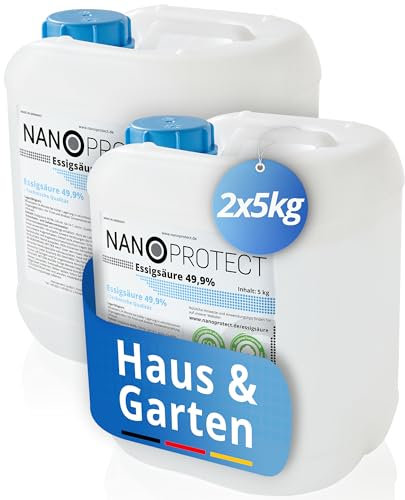 Nanoprotect Essigsäure Klimaneutral - 2 x 5 kg | Nachhaltig und CO2 neutral | Ideal als Reiniger und Entkalker | Für Haus und Garten