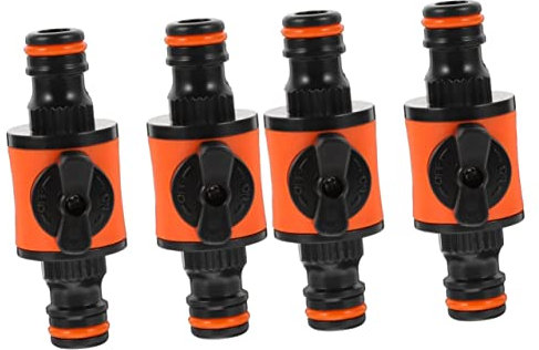 Yardwe 4 Pcs Two Way Nipple Valve Air Hose Fittings Air Switch Plastic Hose Garden Pipe Fittings Water Tube Fitting Set in- Line Faucet Tap Shut- Off Valve Hose Connector Fittings Orange