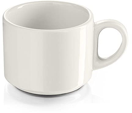 Modermo Prima Porcelaine Tasse à Café | Capacité de 200 ml | Tasse à thé Blanche | Tasse Empilable | Gobelet Mince | Tasse à Café Contemporaine en Porcelaine | Tasse Convient pour thé à jus d'eau