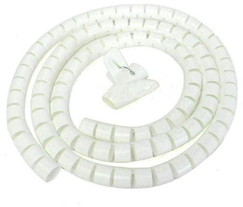 Joroba Cable Sleeves With Clip - Cable Management Sleeve Cable Tidy - Wire Sleeve Spiral Cable Wrap - Cable Organiser Wire tidy for TV, PC, Home & Office (white, single)